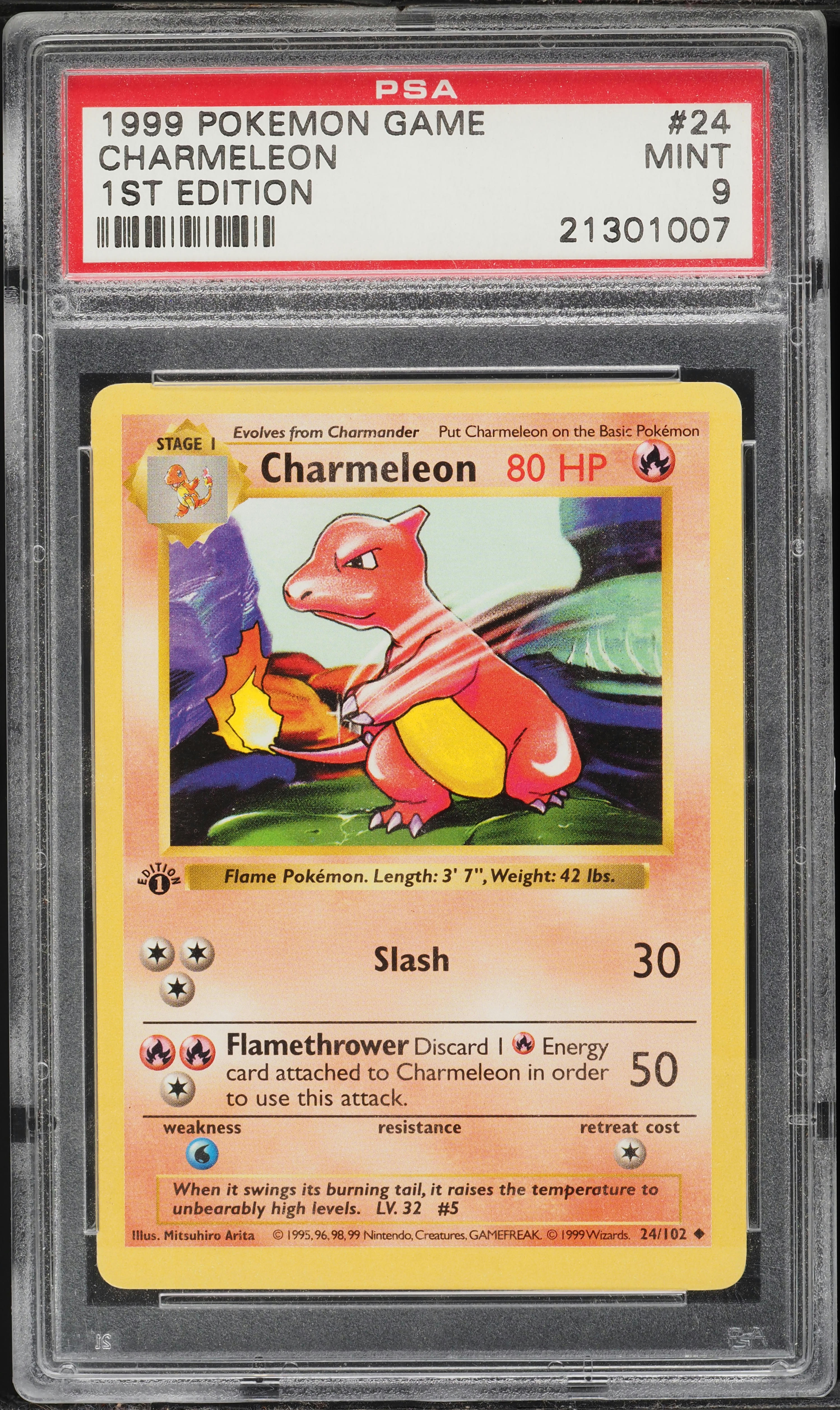 1999 Pokemon Base Set Shadowless 1st Edition Charmeleon #24 PSA 9 MINT