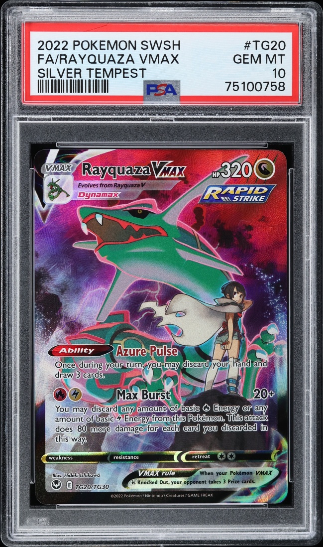 2022 Pokemon Sword & Shield Silver Tempest CHR Rayquaza VMAX #TG20 PSA 10 GEM MINT