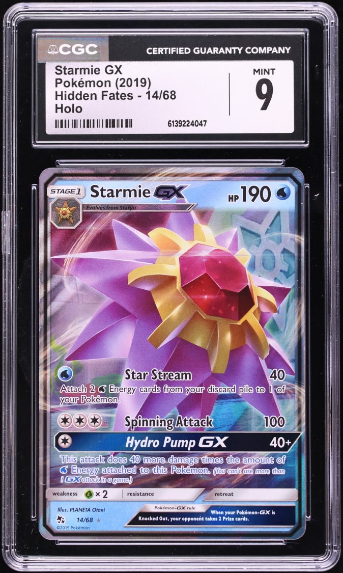 2019 Pokemon Sun & Moon Hidden Fates Holo Starmie GX #14 CGC 9 MINT