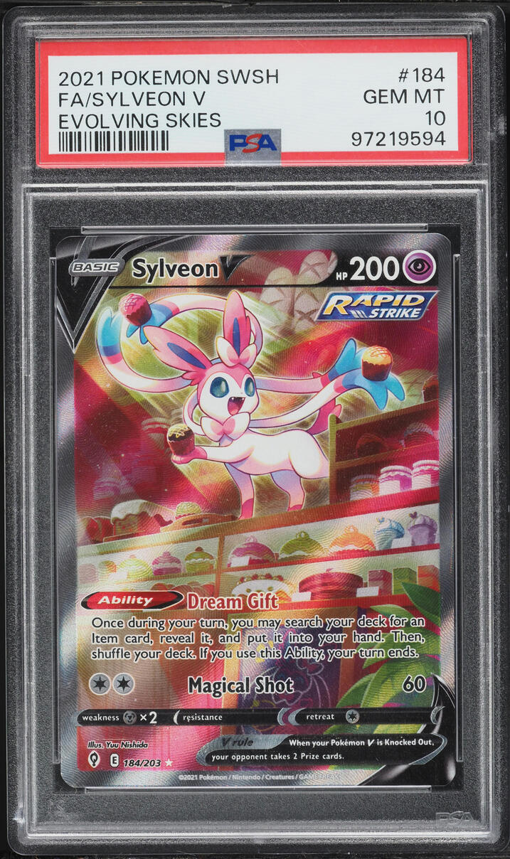 2021 Pokemon Sword & Shield Evolving Skies Alt Art Sylveon V #184 PSA 10 GEM MINT