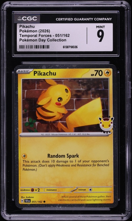 2026 Pokemon Scarlet & Violet Temporal Forces Day Collection Pikachu #51 CGC 9 MINT