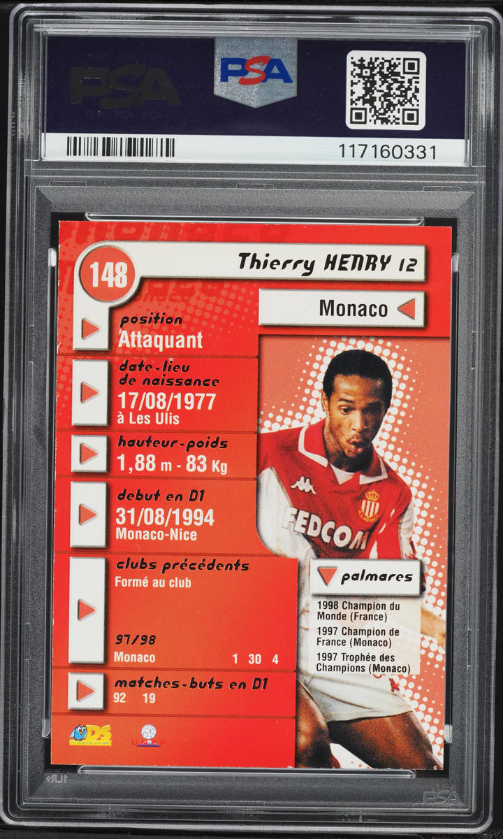 1998 DS France Foot Thierry Henry ROOKIE #148 PSA 8 NM-MT