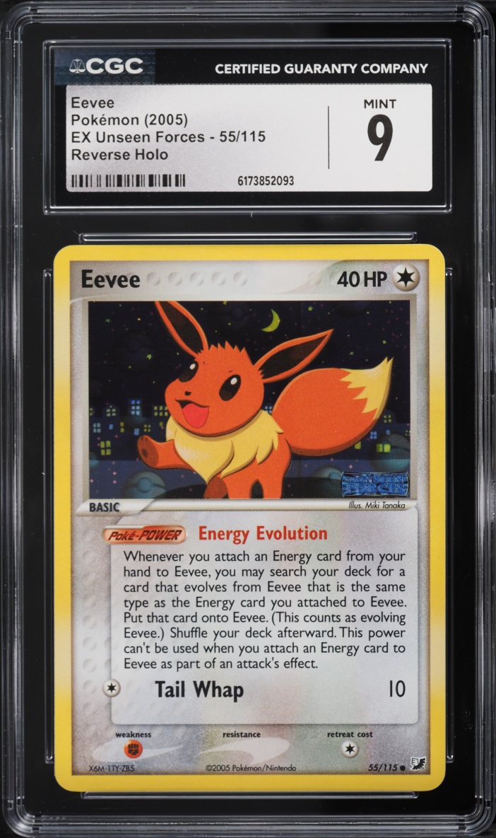 2005 Pokemon EX Unseen Forces Reverse Holo Eevee #55 CGC 9 MINT
