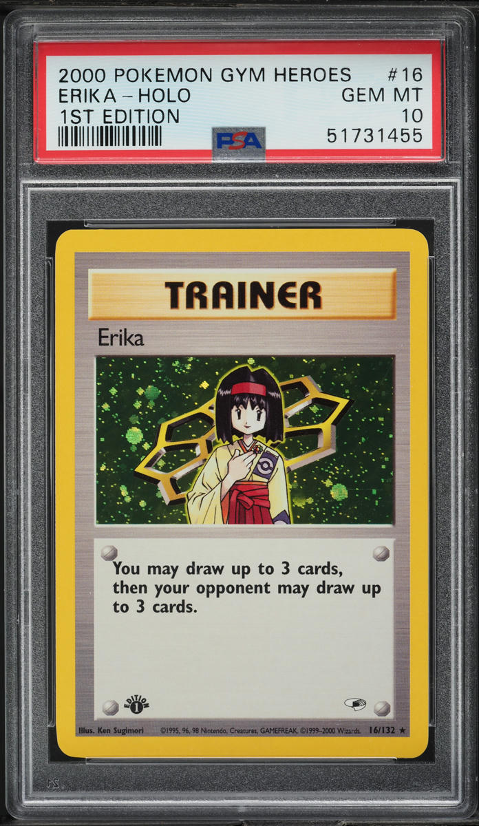 2000 Pokemon Gym Heroes 1st Edition Holo Erika #16 PSA 10 GEM MINT