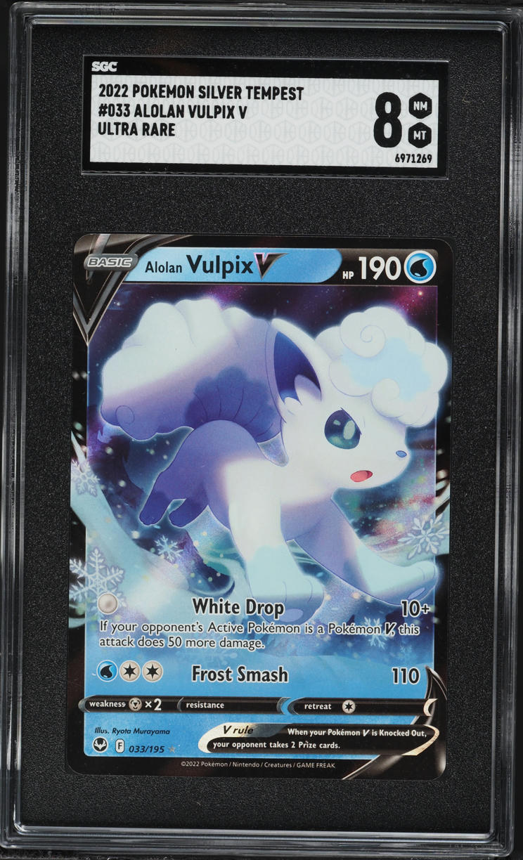 2022 Pokemon Sword & Shield Silver Tempest Alolan Vulpix V #33 SGC 8 NM-MT