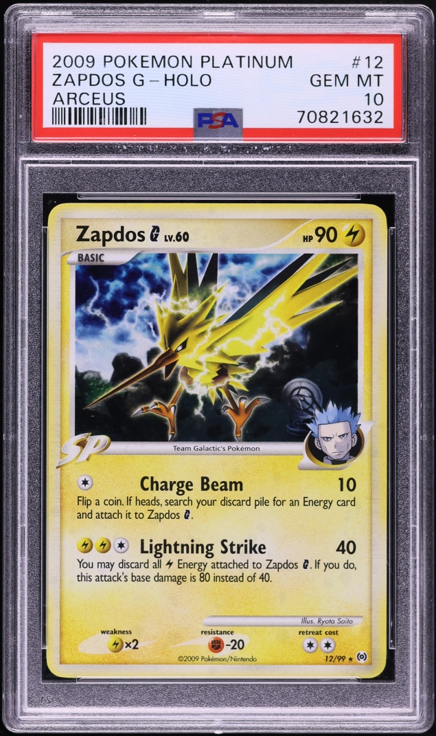 2009 Pokemon Platinum Arceus Holo Zapdos G #12 PSA 10 GEM MINT