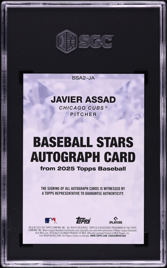 2025 Topps Baseball Stars Javier Assad AUTO #BSA2-JA SGC 9 MINT