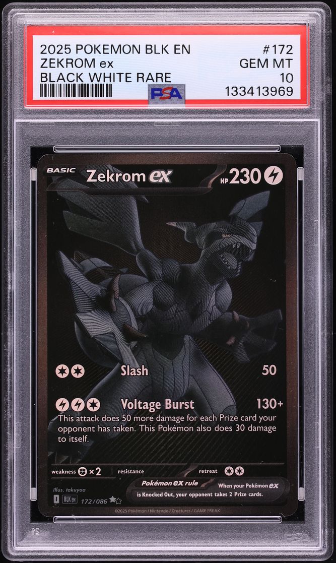 2025 Pokemon Scarlet & Violet Black Bolt BWR Zekrom EX #172 PSA 10 GEM MINT