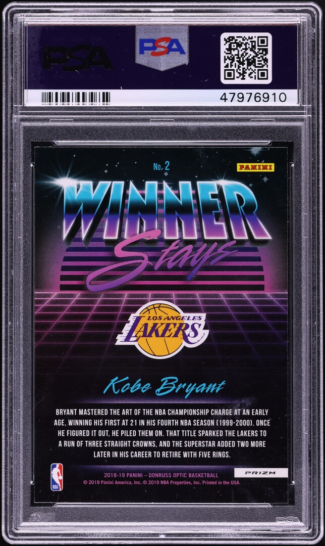 2018 Donruss Optic Winner Stays Holo Kobe Bryant #2 PSA 10 GEM MINT