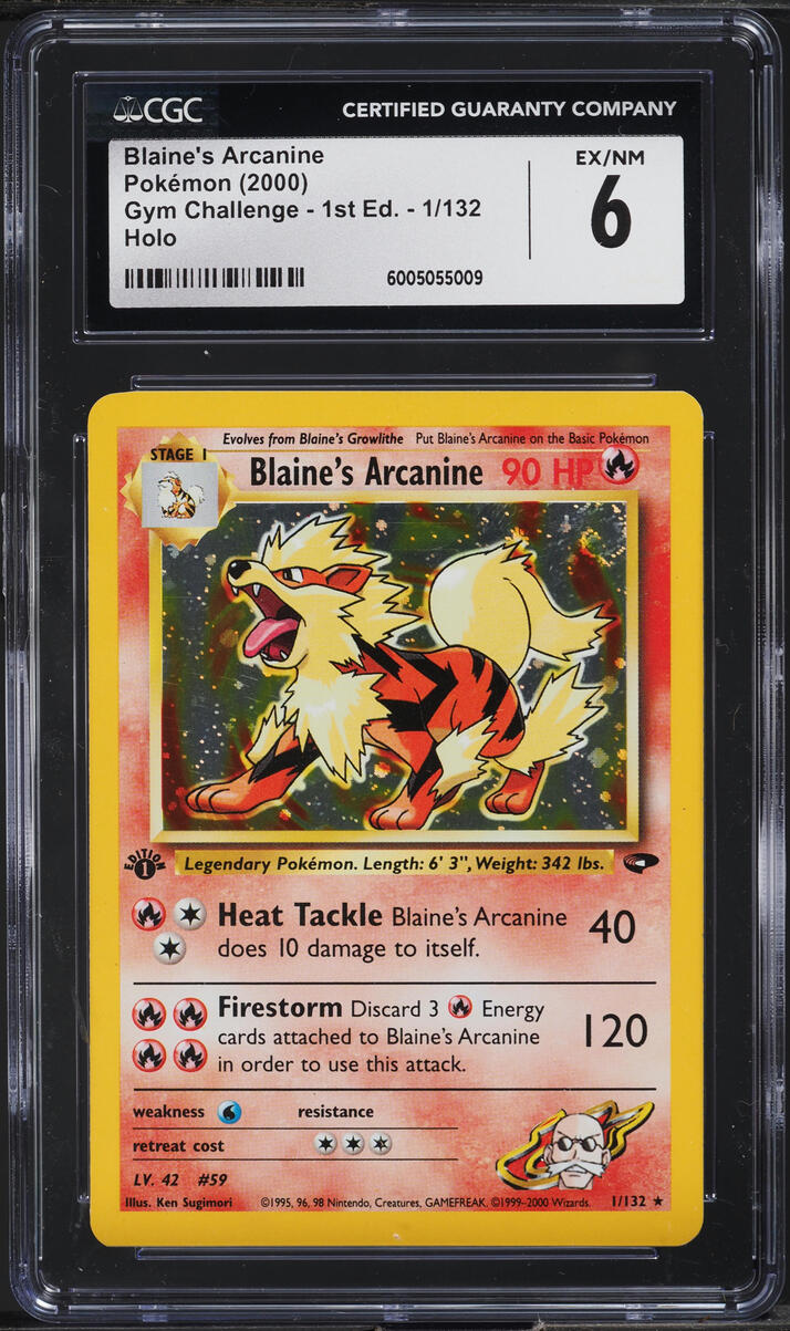 2000 Pokemon Gym Challenge 1st Edition Holo Blaine's Arcanine #1 CGC 6 EXMT