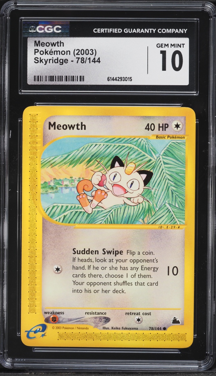 2003 Pokemon Skyridge Meowth #78 CGC 10 GEM MINT