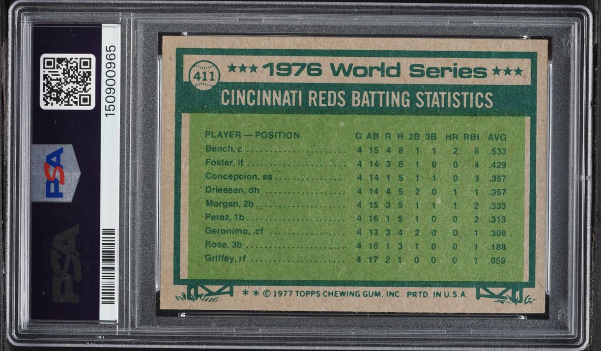 1977 Topps Joe Morgan Johnny Bench World Series Game 1 & 2 #411 PSA 6 EXMT