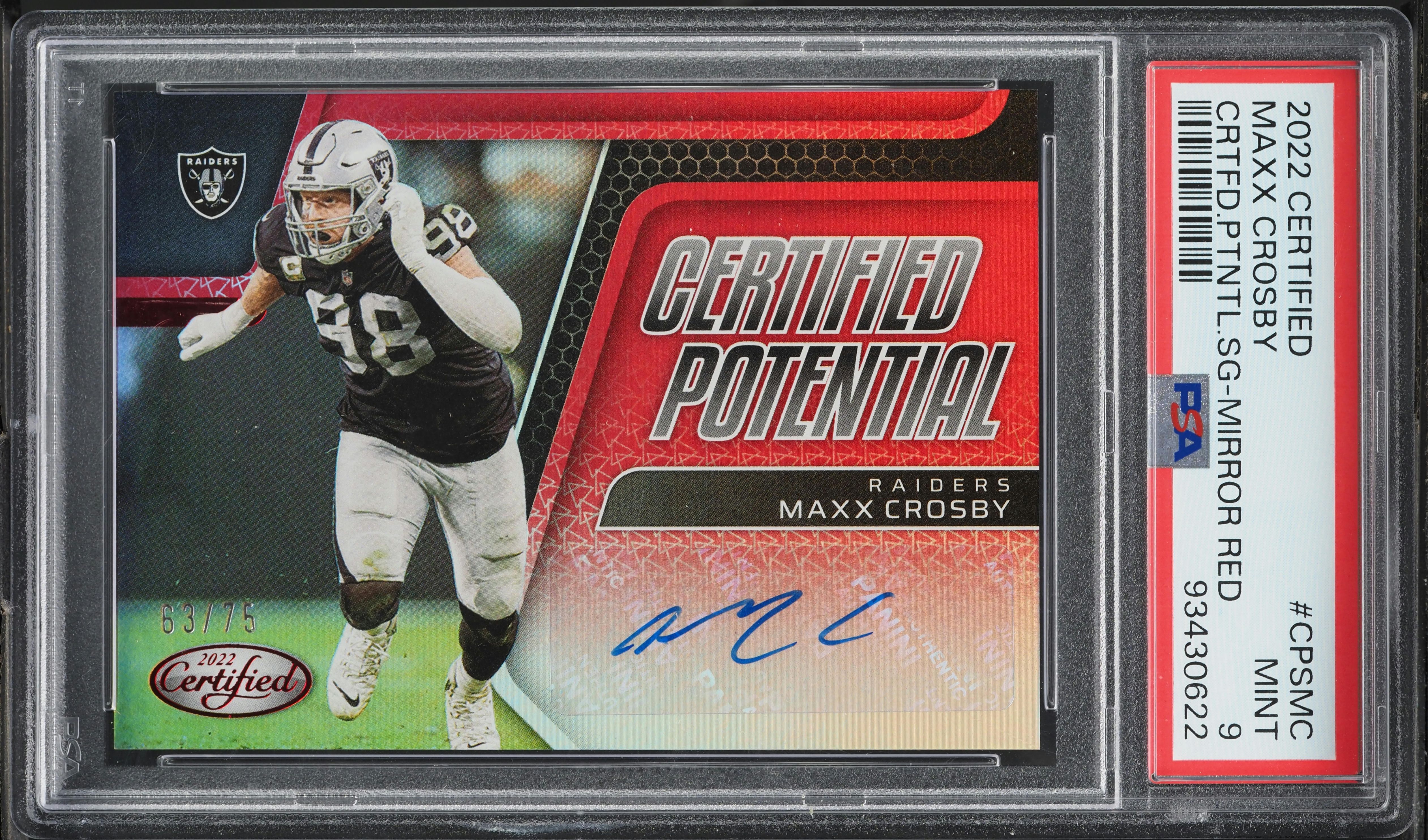 2022 Panini Certified Potential Mirror Red Maxx Crosby AUTO