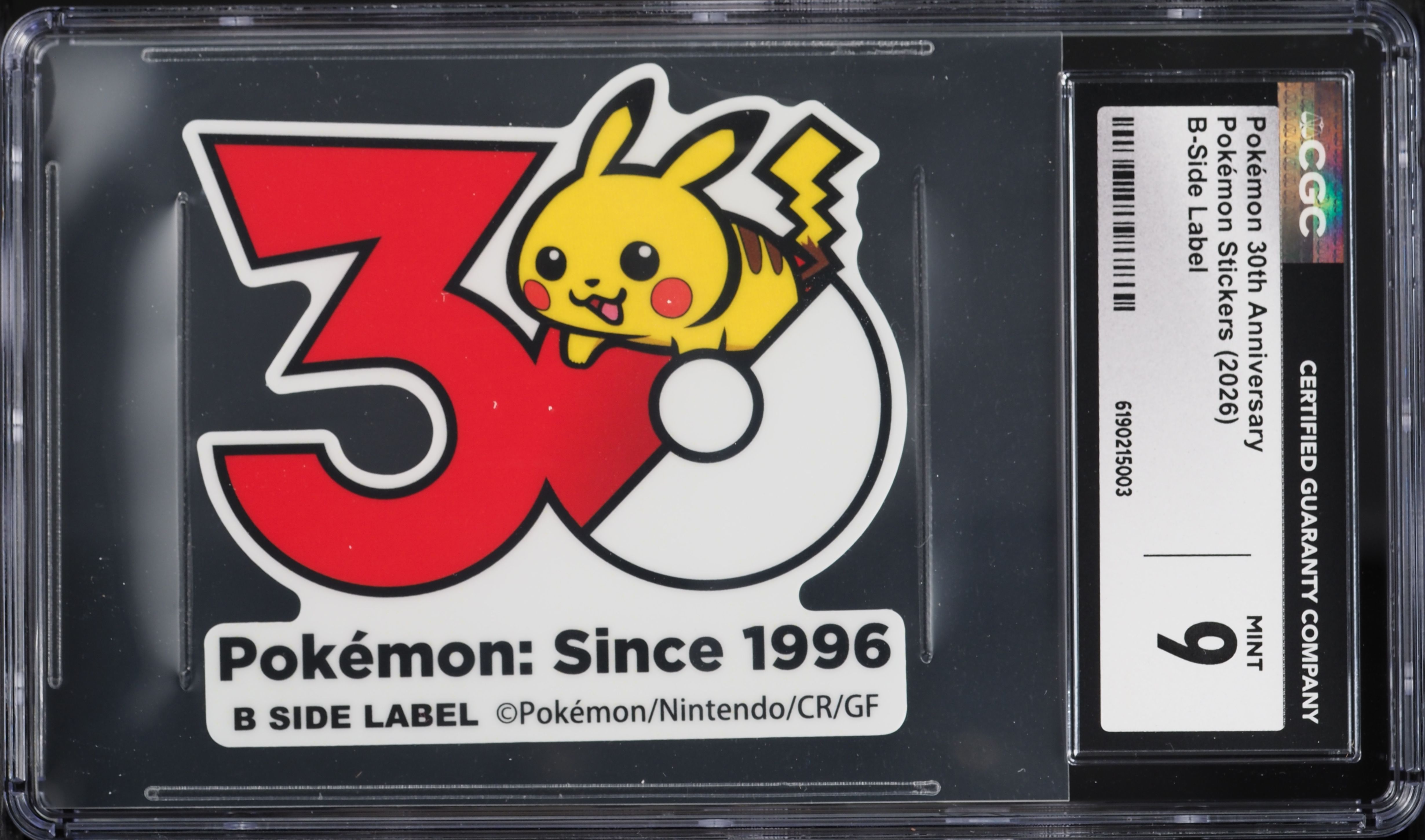 2026 Pokemon Japanese B-Side Label Stickers 30th Anniversary CGC 9 MINT