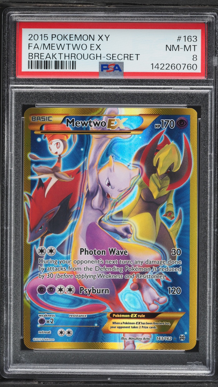 2015 Pokemon XY BREAKthrough SEC Mewtwo EX #163 PSA 8 NM-MT