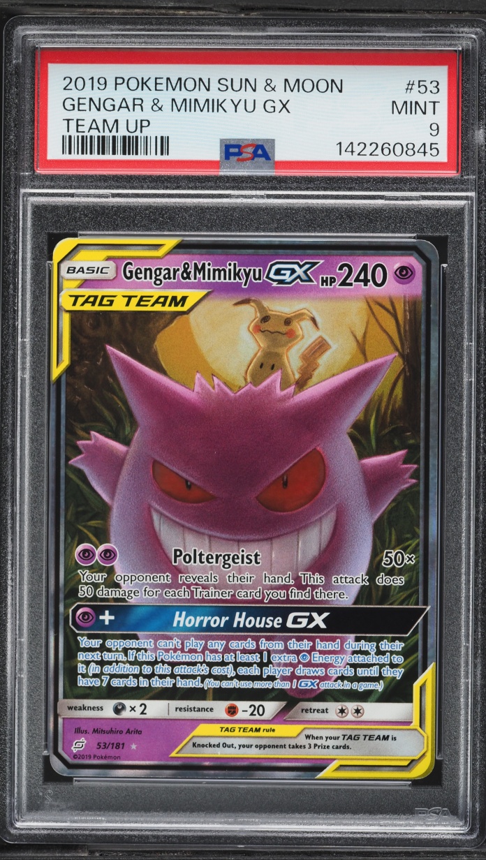 2019 Pokemon Sun & Moon Team Up Gengar & Mimikyu GX #53 PSA 9 MINT