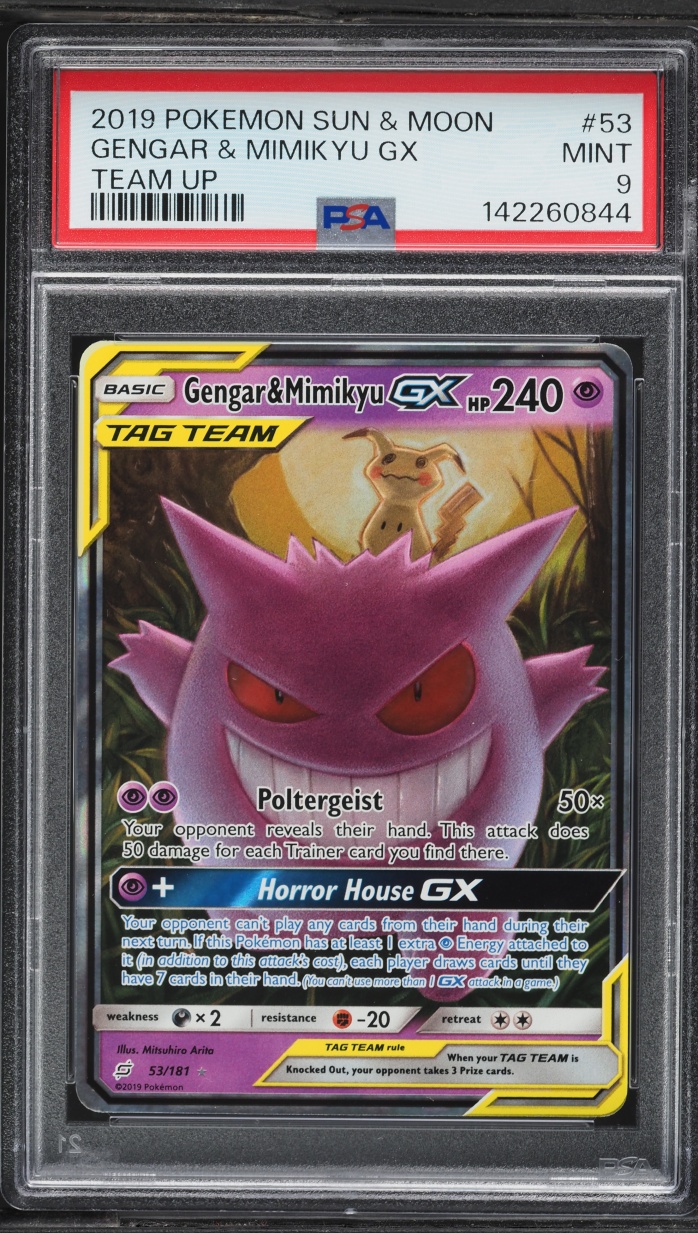 2019 Pokemon Sun & Moon Team Up Gengar & Mimikyu GX #53 PSA 9 MINT
