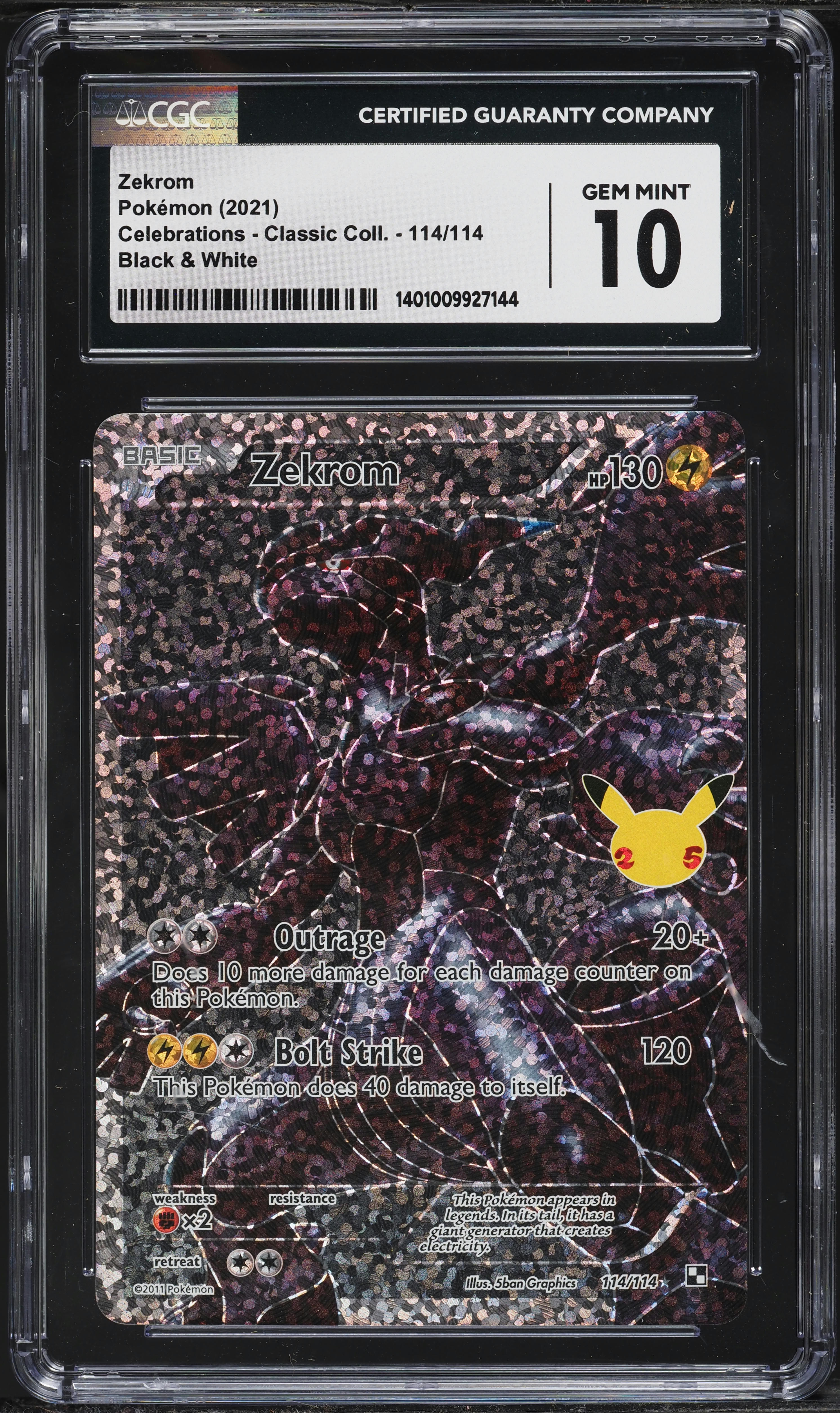 2021 Pokemon Sword & Shield Celebrations Classic Collection Full Art Zekrom #114 CGC 10 GEM