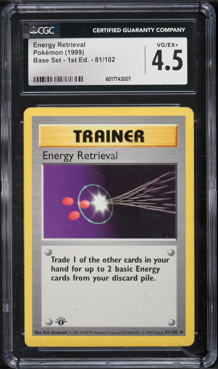 1999 Pokemon Base Set 1st Edition Energy Retrieval #81 CGC 4.5 VGEX+