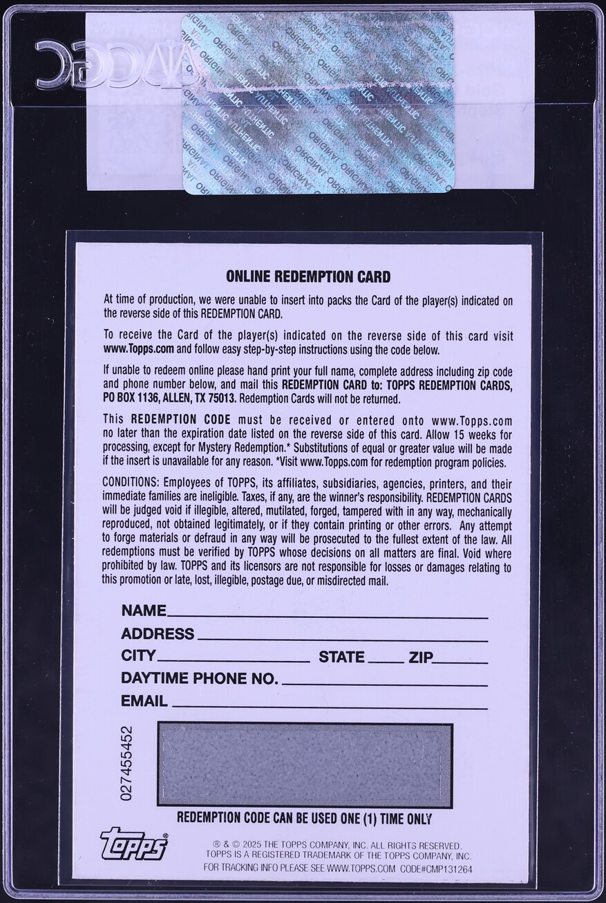 2025 Topps Chrome ROTY Award Gold NBA Logoman Stephon Castle /4 Unfulfilled Redemption CGC AUTH