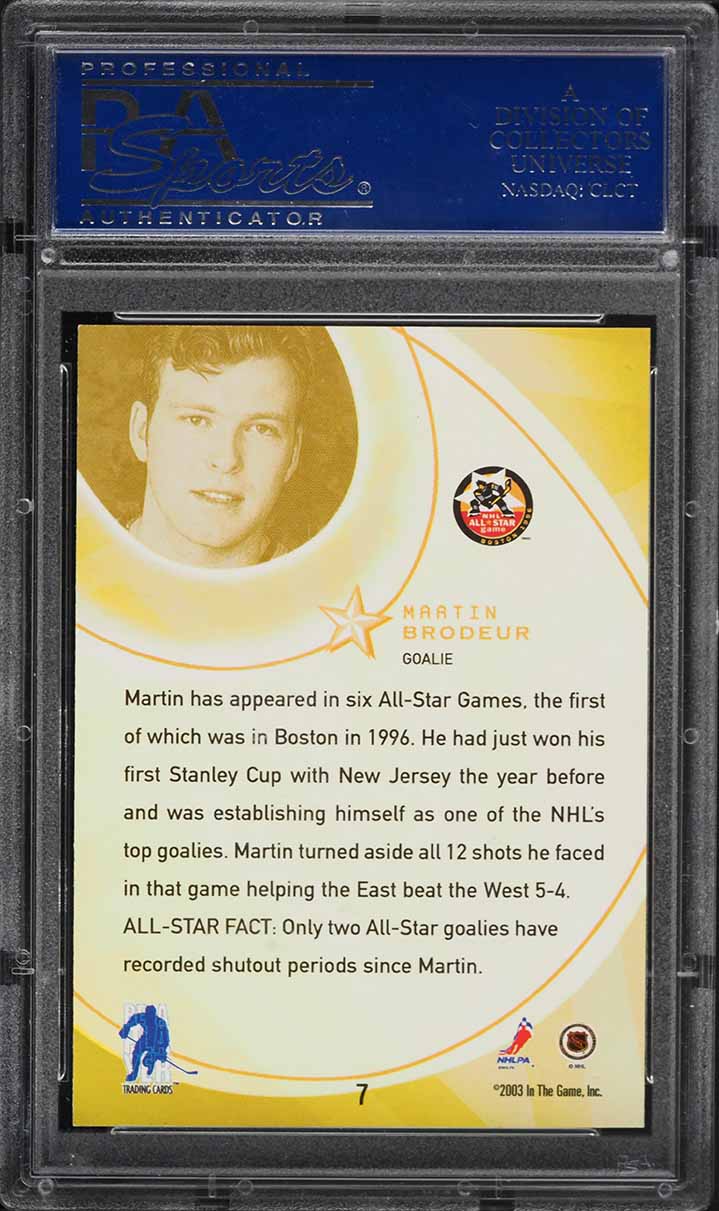 2002 BAP All-Star Edition Martin Brodeur #7 PSA 10 GEM MINT