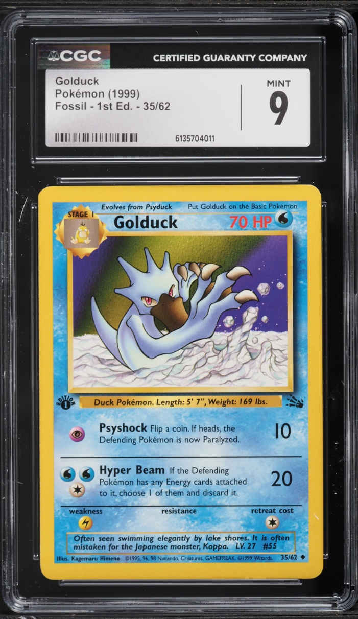 1999 Pokemon Fossil 1st Edition Golduck #35 CGC 9 MINT