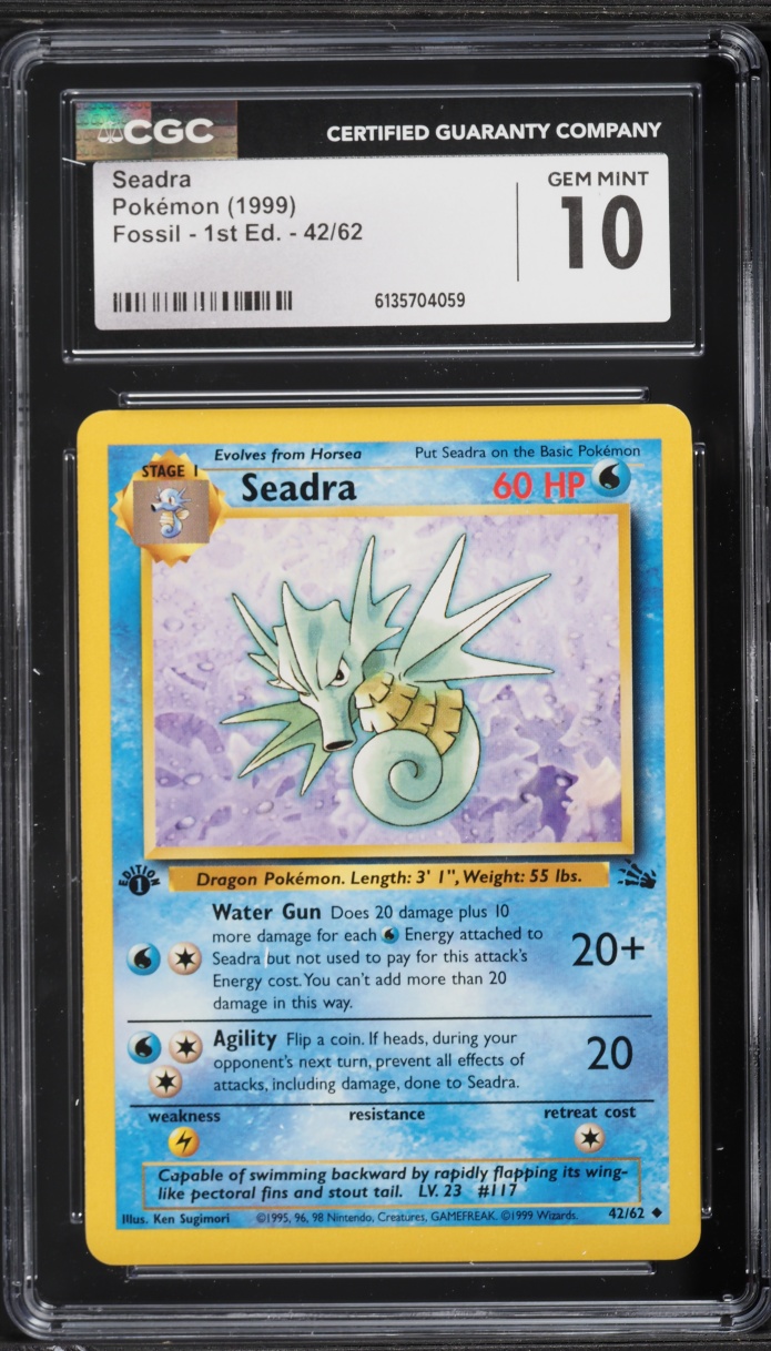 1999 Pokemon Fossil 1st Edition Seadra #42 CGC 10 GEM MINT