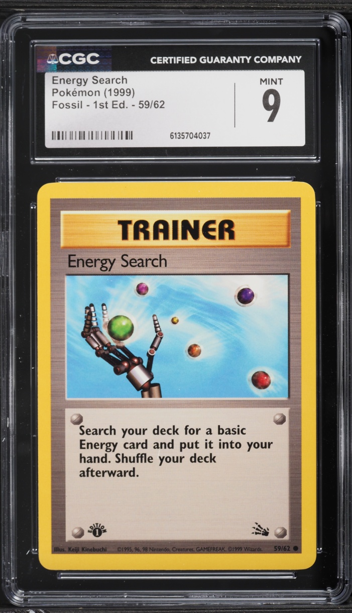 1999 Pokemon Fossil 1st Edition Energy Search #59 CGC 9 MINT