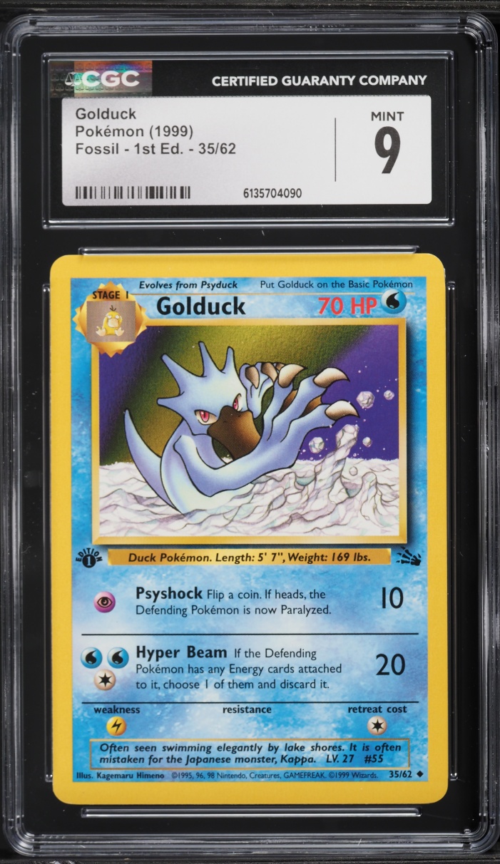 1999 Pokemon Fossil 1st Edition Golduck #35 CGC 9 MINT