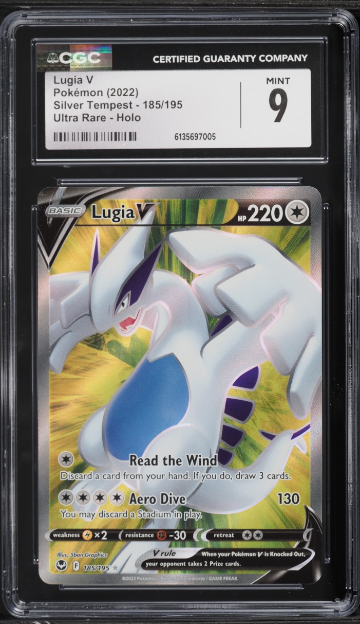 2022 Pokemon Sword & Shield Silver Tempest Full Art Lugia V #185 CGC 9 MINT