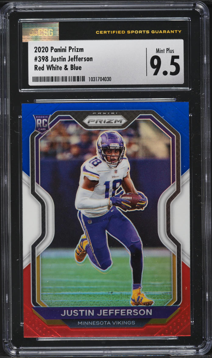 2020 Panini Prizm Red White Blue Justin Jefferson ROOKIE #398 CSG 9.5 MINT+