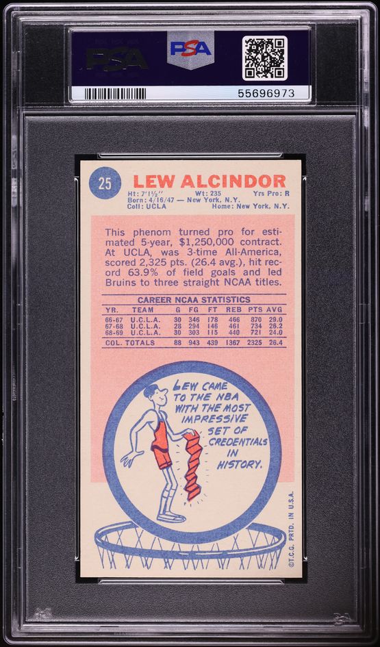 1969 Topps Basketball Lew Alcindor ROOKIE #25 PSA 8 NM-MT