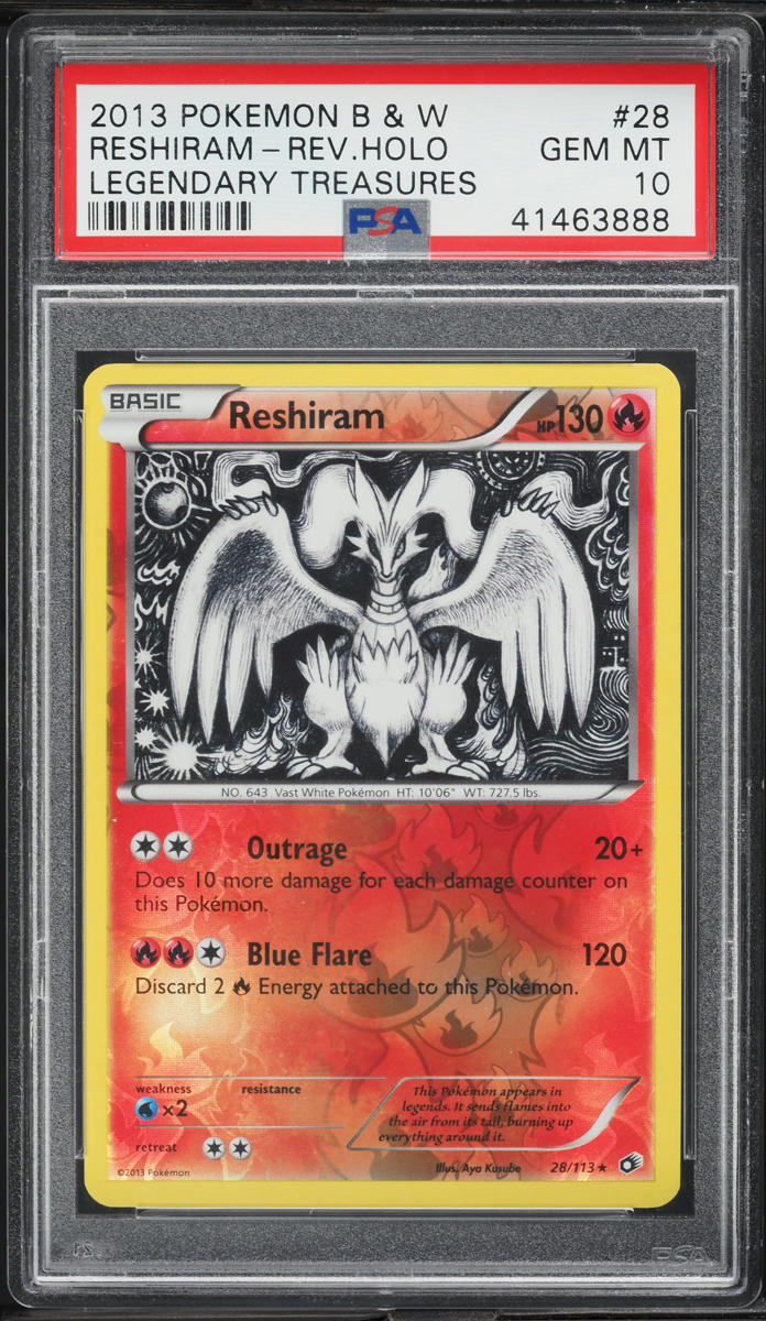2013 Pokemon BW Legendary Treasures Reverse Holo Reshiram #28 PSA 10 GEM MINT