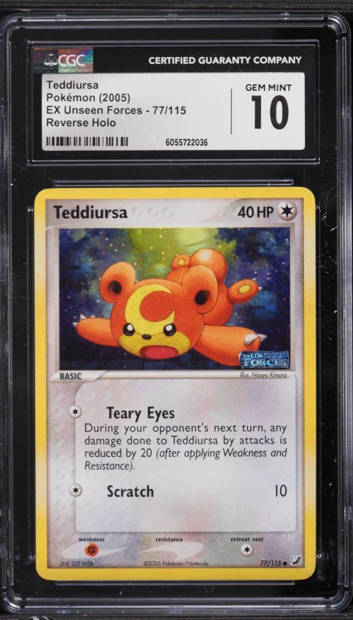 2005 Pokemon EX Unseen Forces Reverse Holo Teddiursa #77 CGC 10 GEM MINT