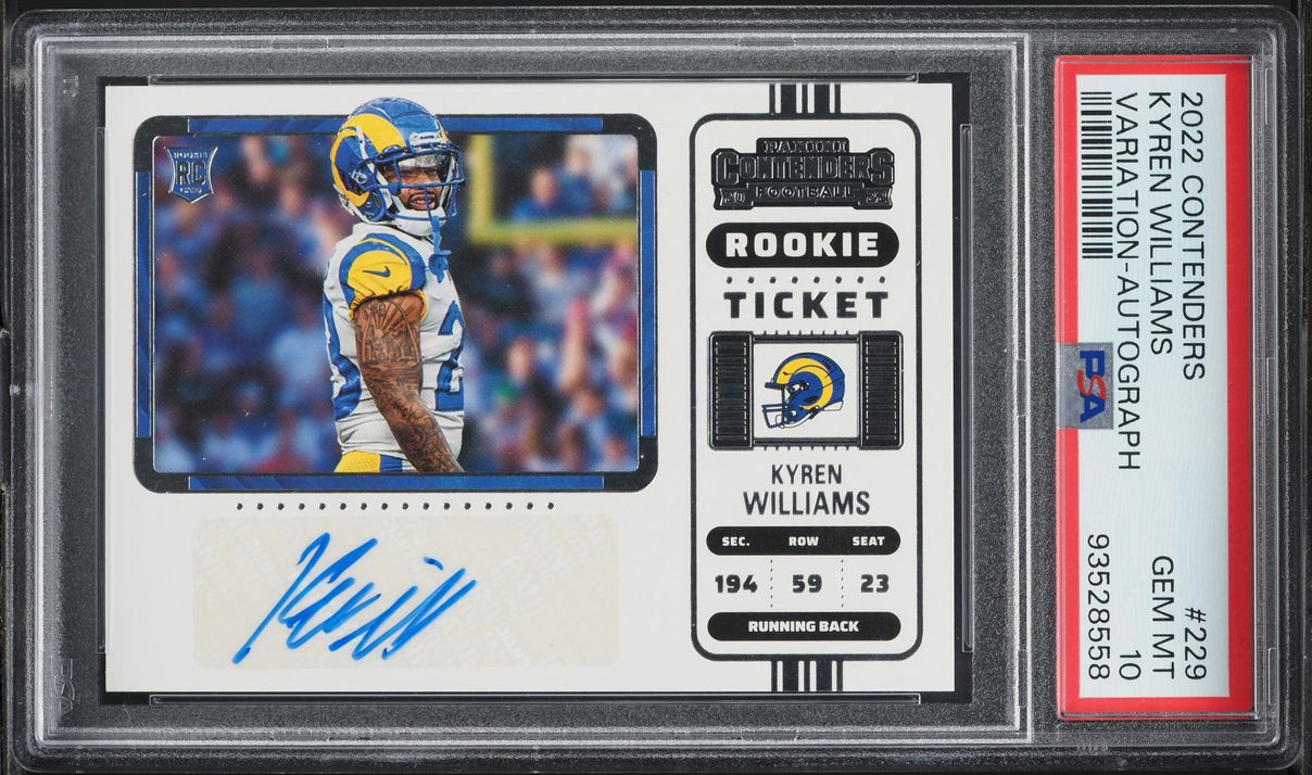 2022 Panini Contenders Variation Kyren Williams ROOKIE AUTO #229 PSA 10 GEM MINT