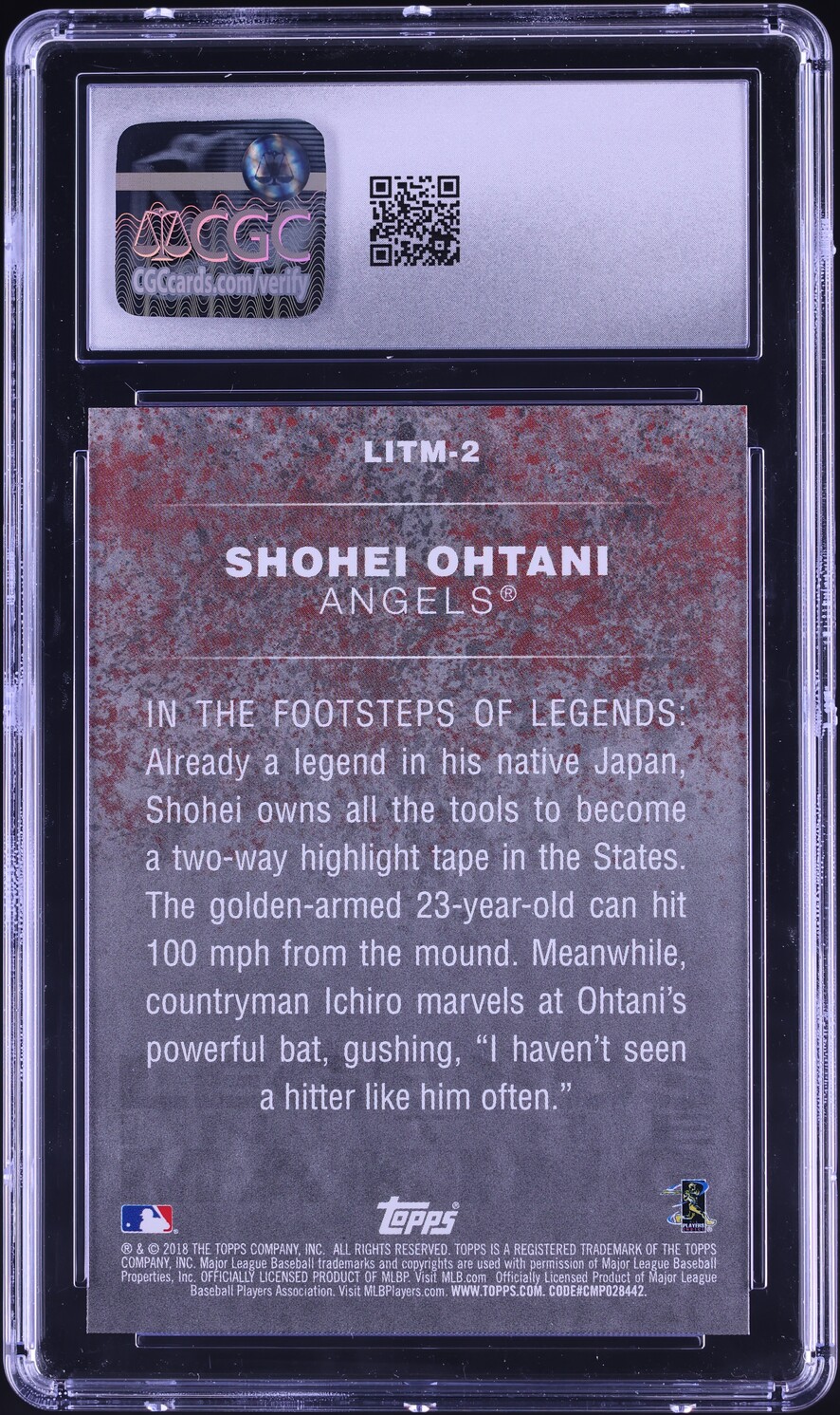 2018 Topps Legends In The Making Shohei Ohtani ROOKIE #LITM-2 CGC 10 GEM MINT