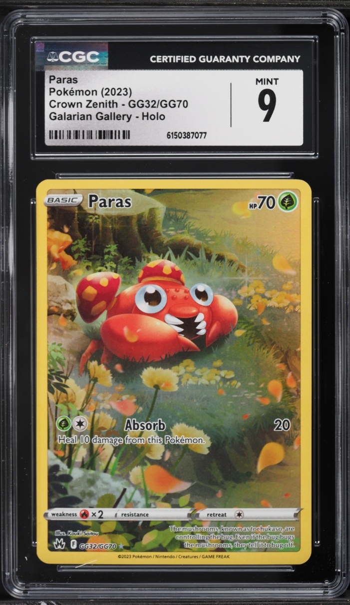 2023 Pokemon Sword & Shield Crown Zenith Full Art Paras #GG32 CGC 9 MINT