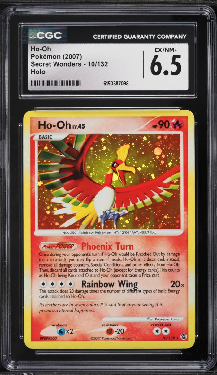 2007 Pokemon Diamond & Pearl Secret Wonders Holo Ho-Oh #10 CGC 6.5 EXMT+