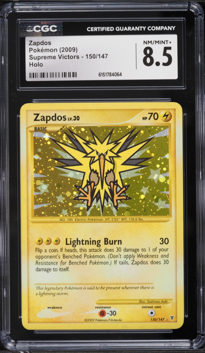 2009 Pokemon Platinum Supreme Victors Holo Zapdos #150 CGC 8.5 NM-MT+