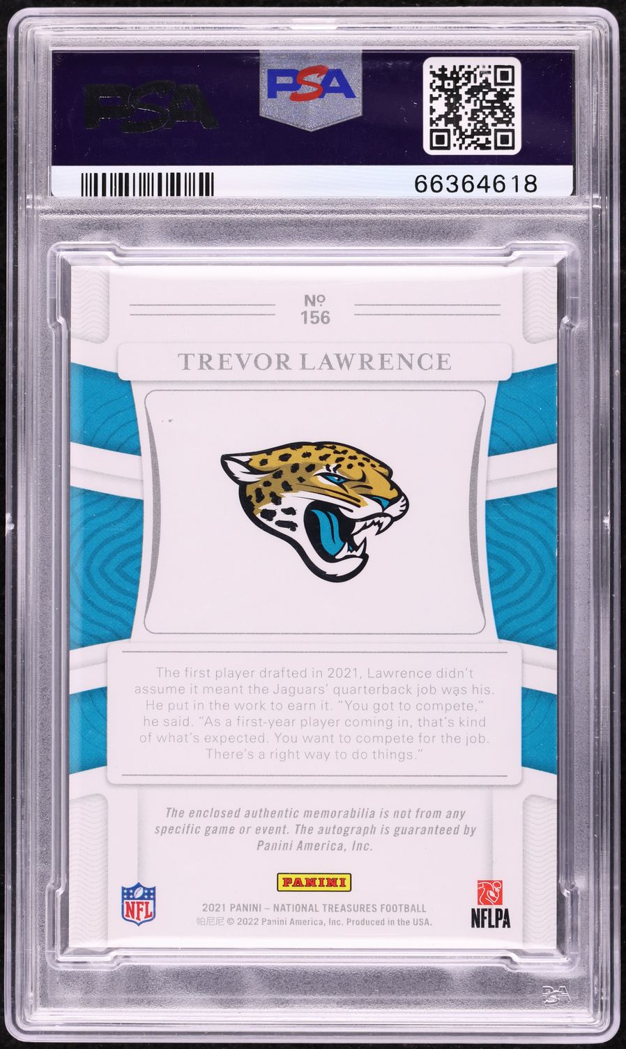 2021 National Treasures Purple Trevor Lawrence ROOKIE PATCH AUTO DNA 10 /49 #156 PSA 9 MINT