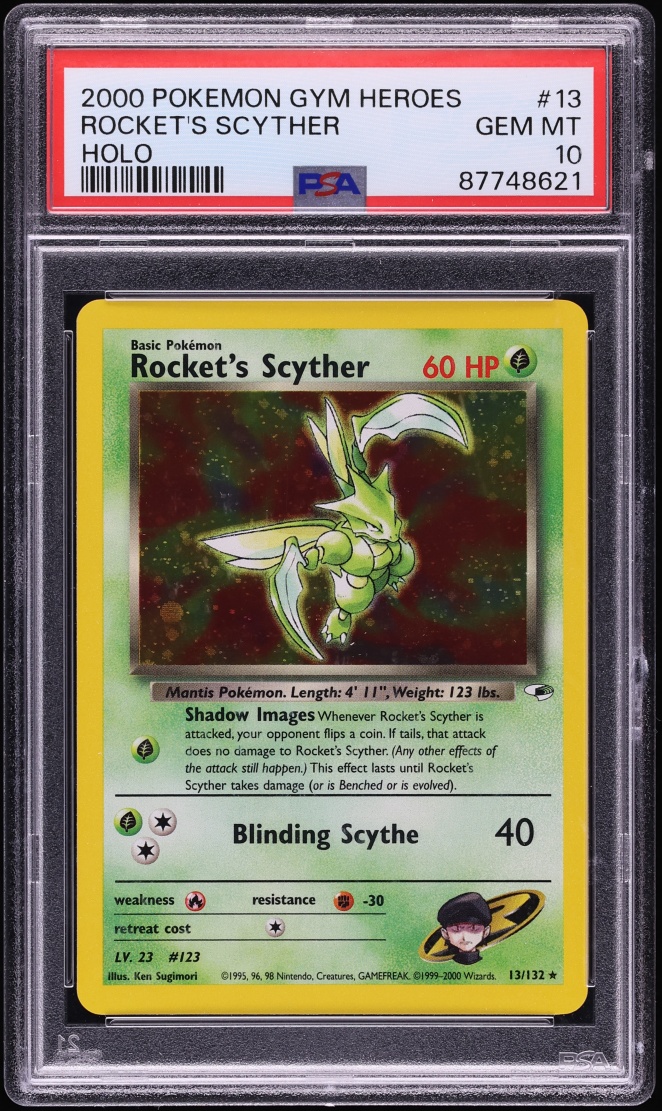 2000 Pokemon Gym Heroes Holo Rocket's Scyther #13 PSA 10 GEM MINT