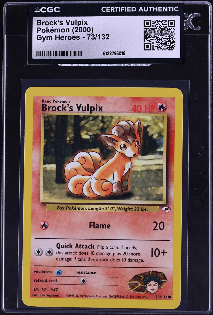 2000 Pokemon Gym Heroes Brock's Vulpix #73 CGC AUTH