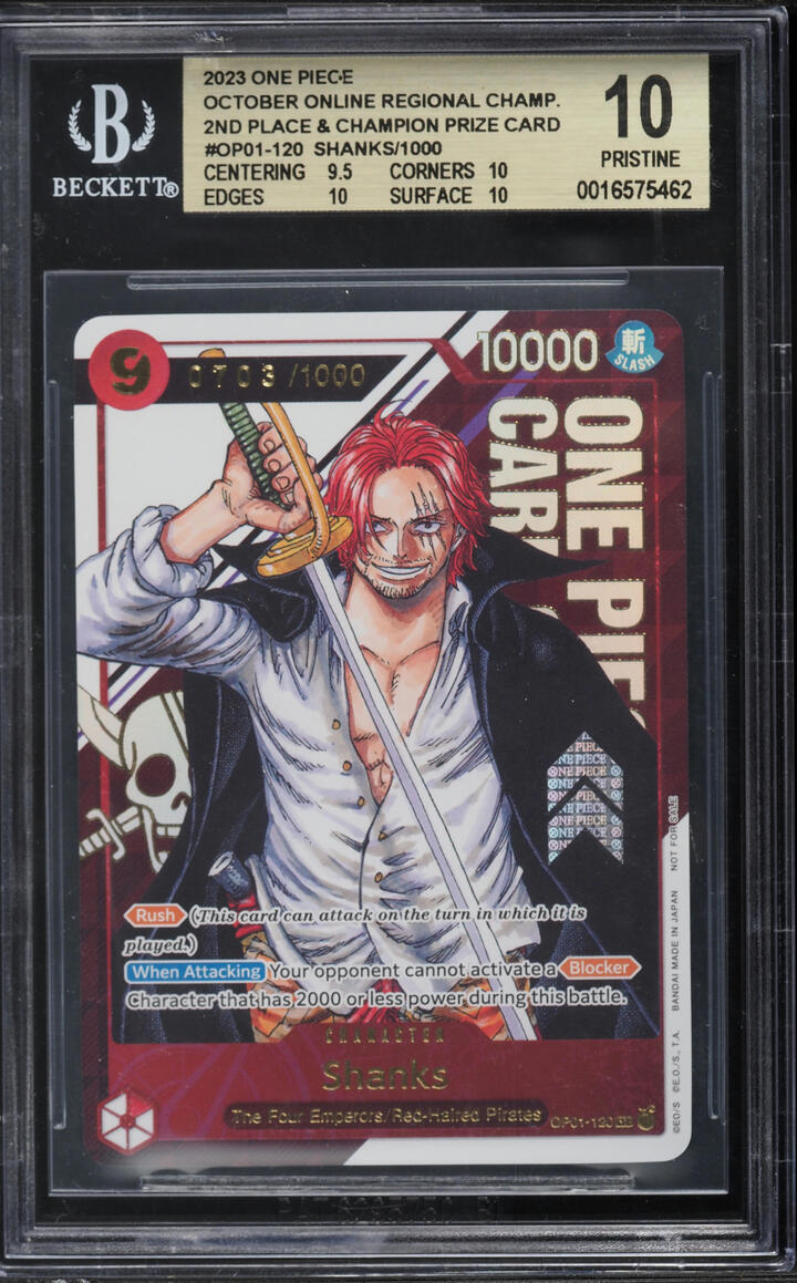 2023 One Piece October Online Regional Champ. 2nd Place & Champion Prize Shanks /1000 BGS 10