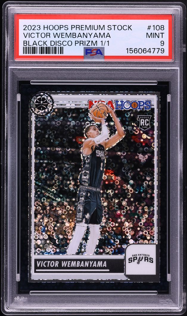 2023 Hoops Premium Stock Black Disco Prizm Victor Wembanyama ROOKIE 1/1 #108 PSA 9 MINT