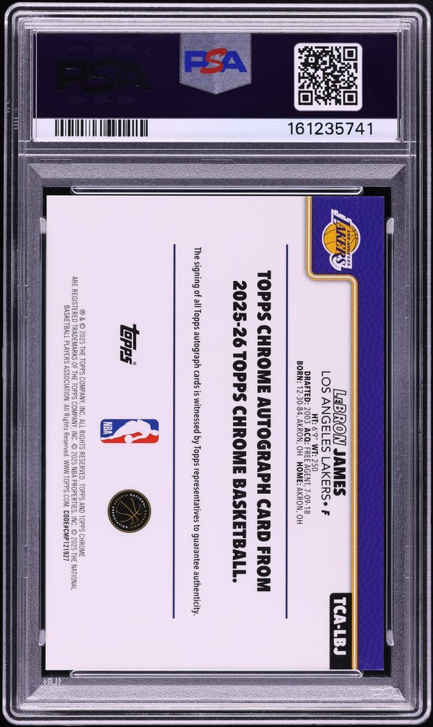 2025 Topps Chrome Red Geometric LeBron James AUTO 5/5 #TCA-LBJ PSA 10 GEM MINT