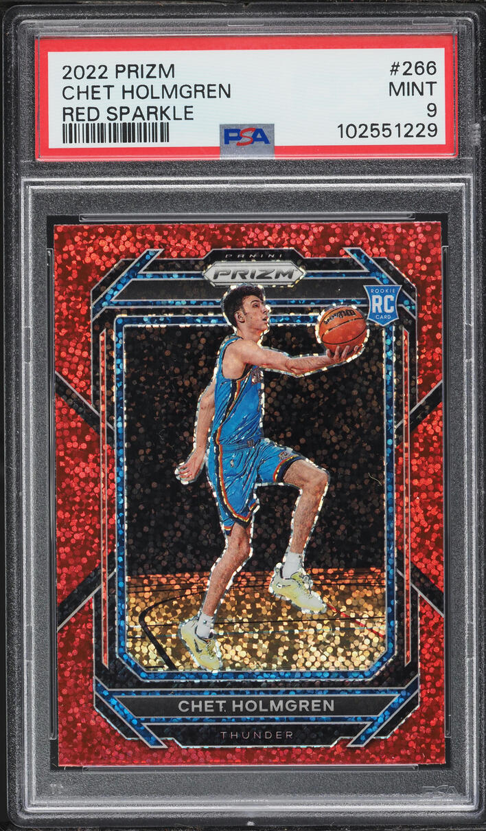 2022 Panini Prizm Red Sparkle Chet Holmgren ROOKIE #266 PSA 9 MINT