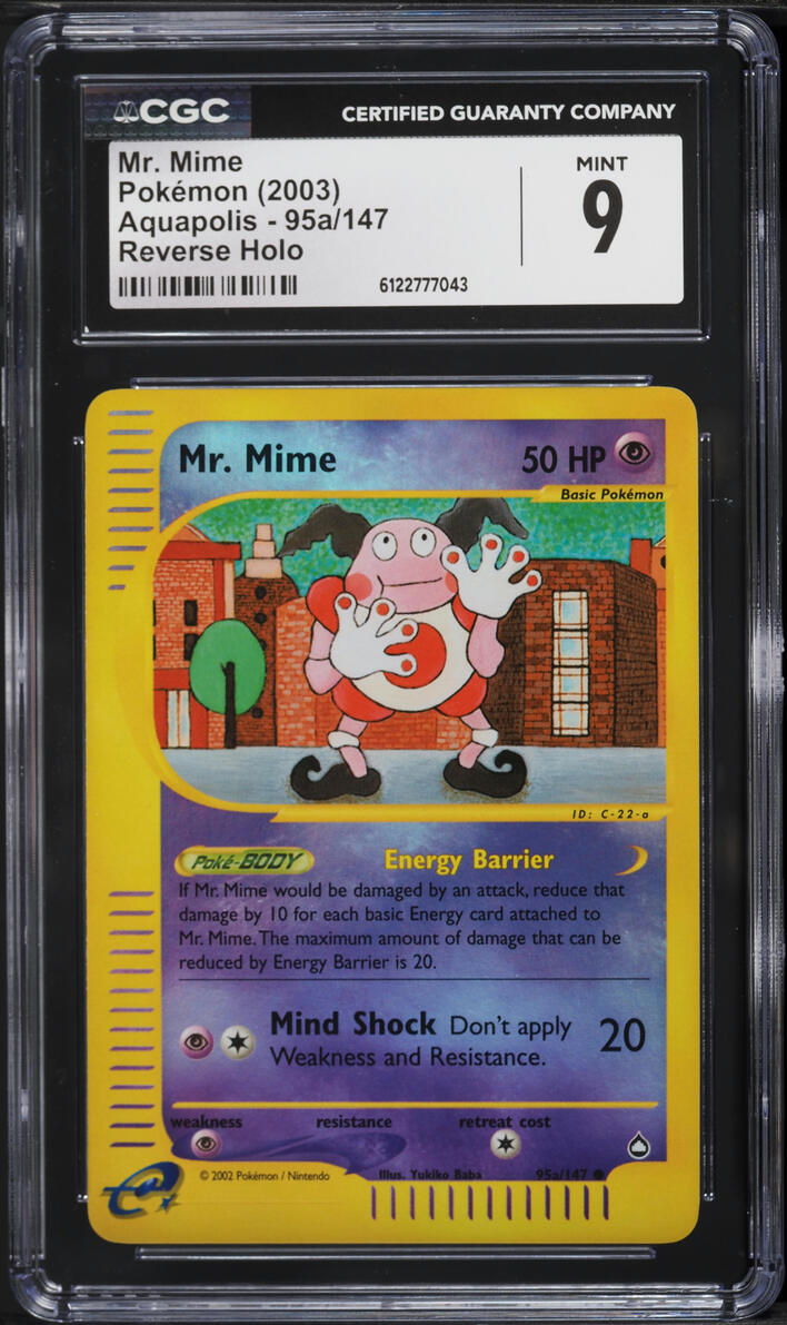 2003 Pokemon Aquapolis Reverse Holo Mr. Mime #95a CGC 9 MINT