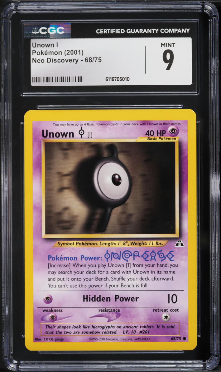 2001 Pokemon Neo Discovery Unown I #68 CGC 9 MINT