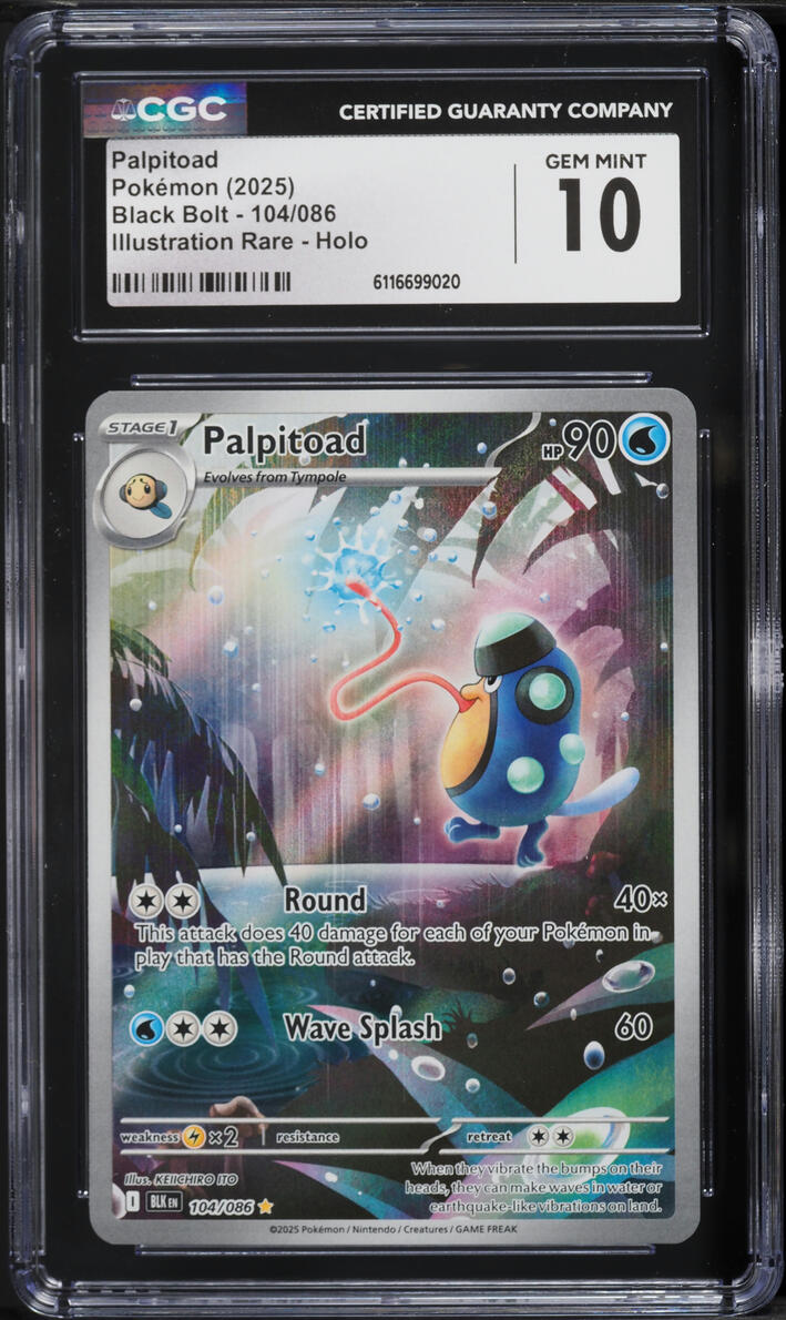 2025 Pokemon Scarlet & Violet Black Bolt IR Palpitoad #104 CGC 10 GEM MINT