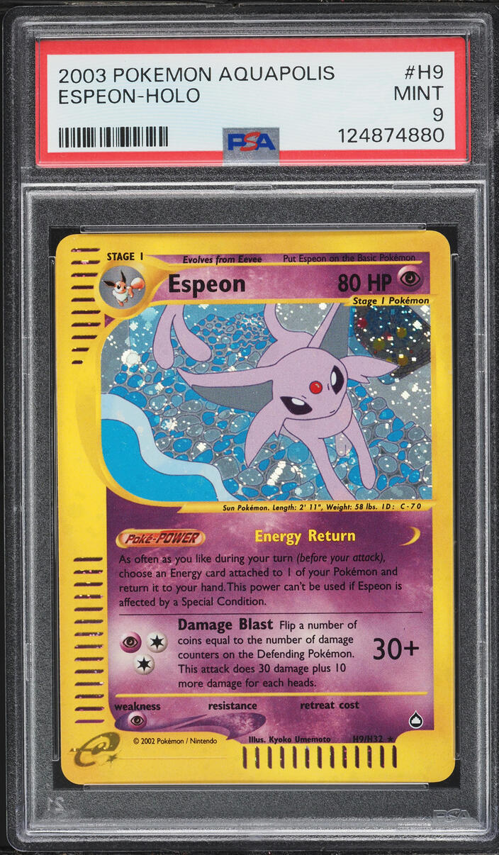2003 Pokemon Aquapolis Holo Espeon #H9 PSA 9 MINT